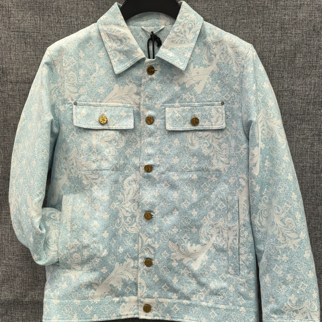 男秋季翻领痞帅提花牛仔夹克