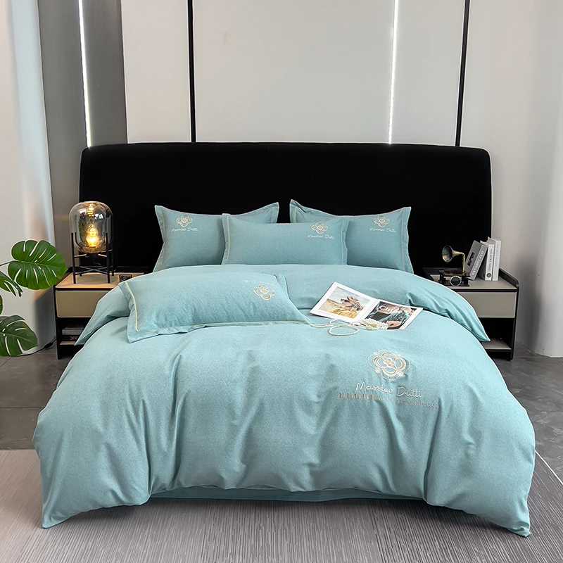 全棉混纺绣花磨毛加厚刺绣磨毛四件套