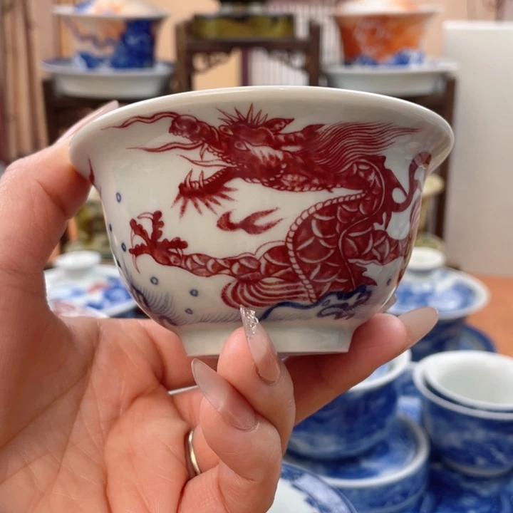 摆件陶鱼化龙压手杯