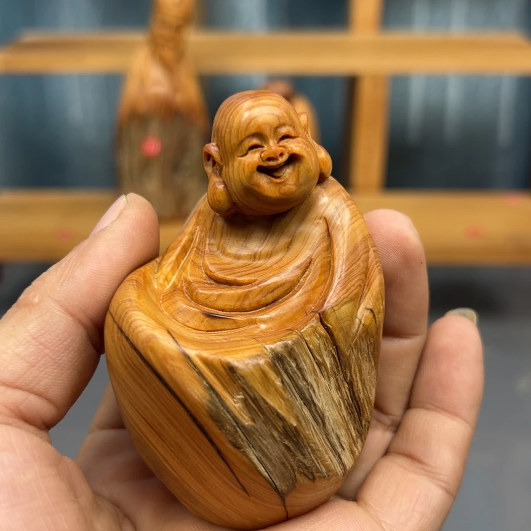 呦***鸣木崖柏木摆件手把件