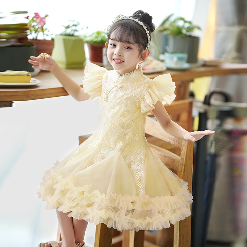 8888汉服女童tutu裙小女孩新款中国风改良旗袍儿童装古风连衣裙子