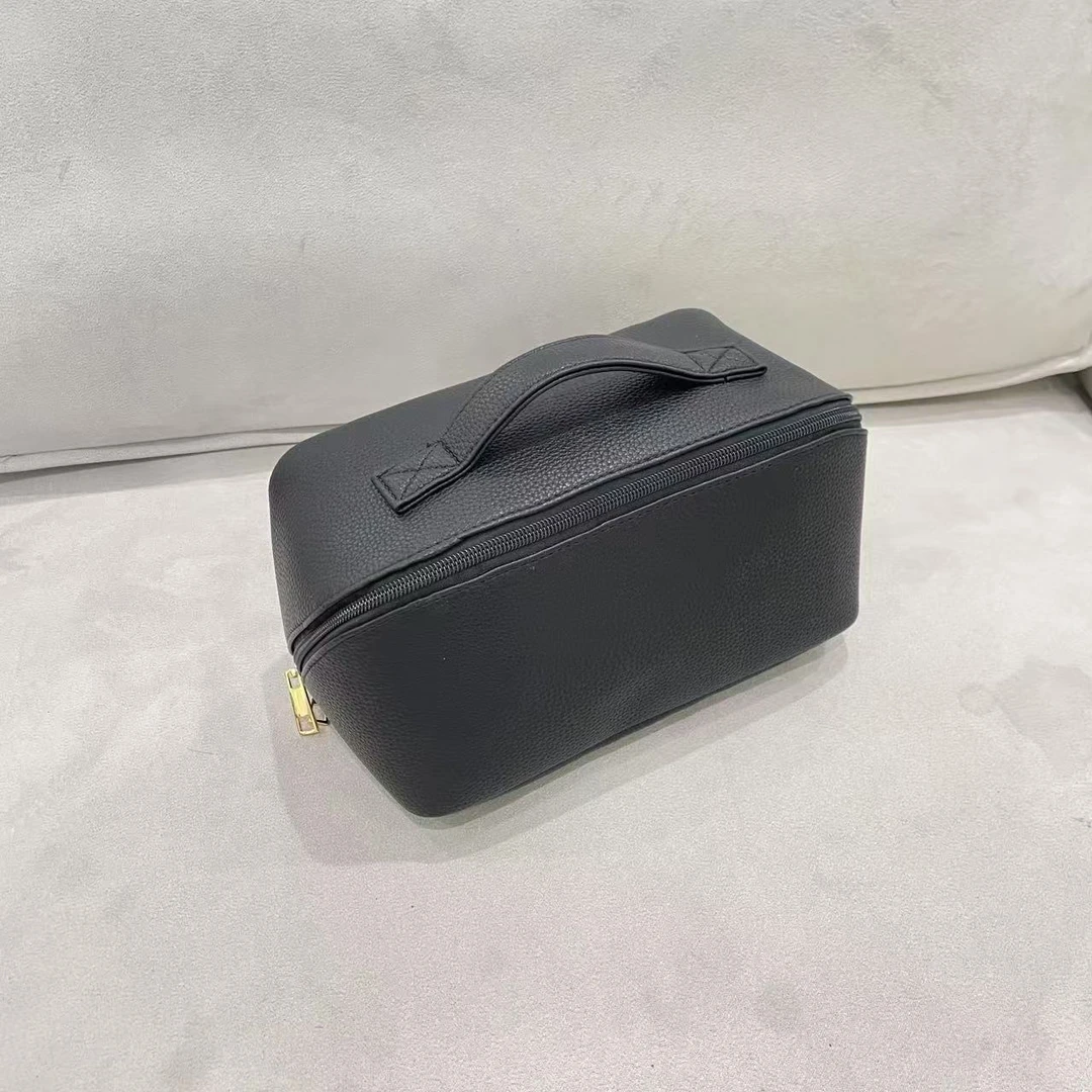 大容量真皮拉链化妆包