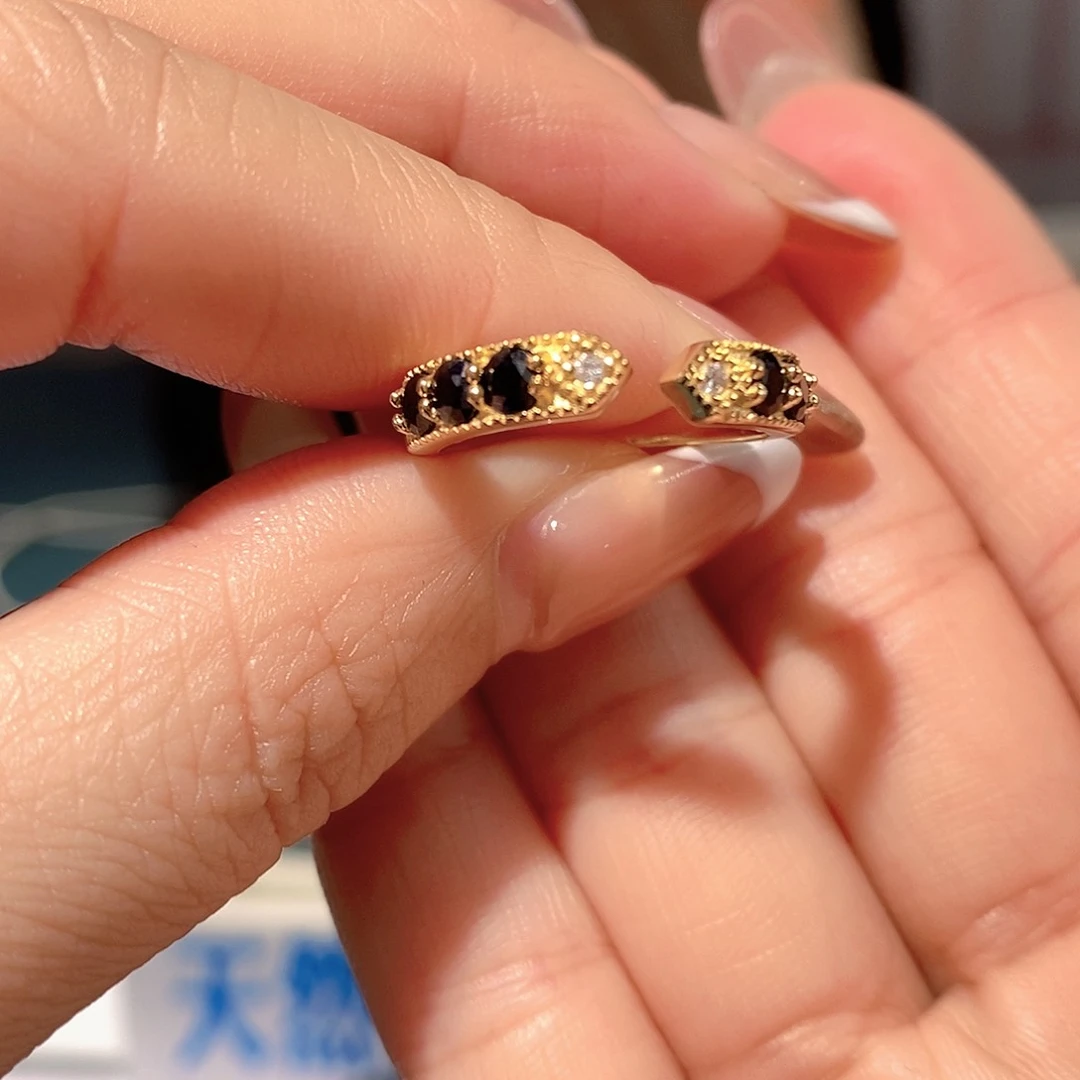 戒指蓝宝石银S925镶嵌