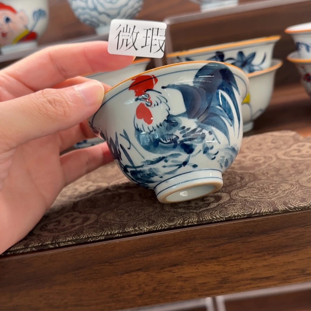 釉下手绘茶具微瑕