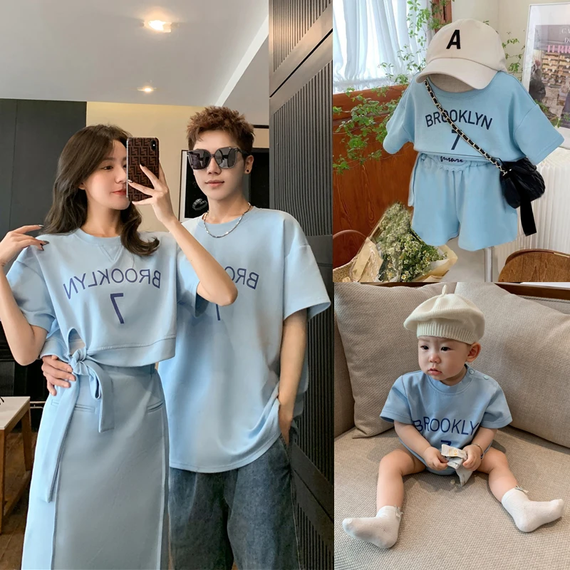 亲子连衣裙洋气时尚儿童气质一家三口显瘦淑女甜美网红字母婴幼儿