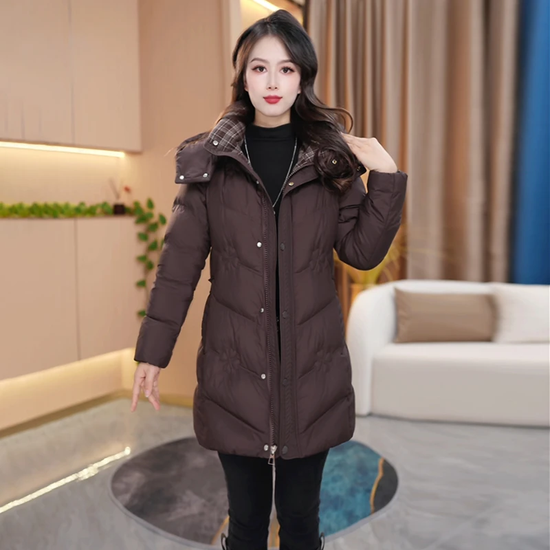 冬季新款气质时尚百搭中长款白鸭绒羽绒服【906#】