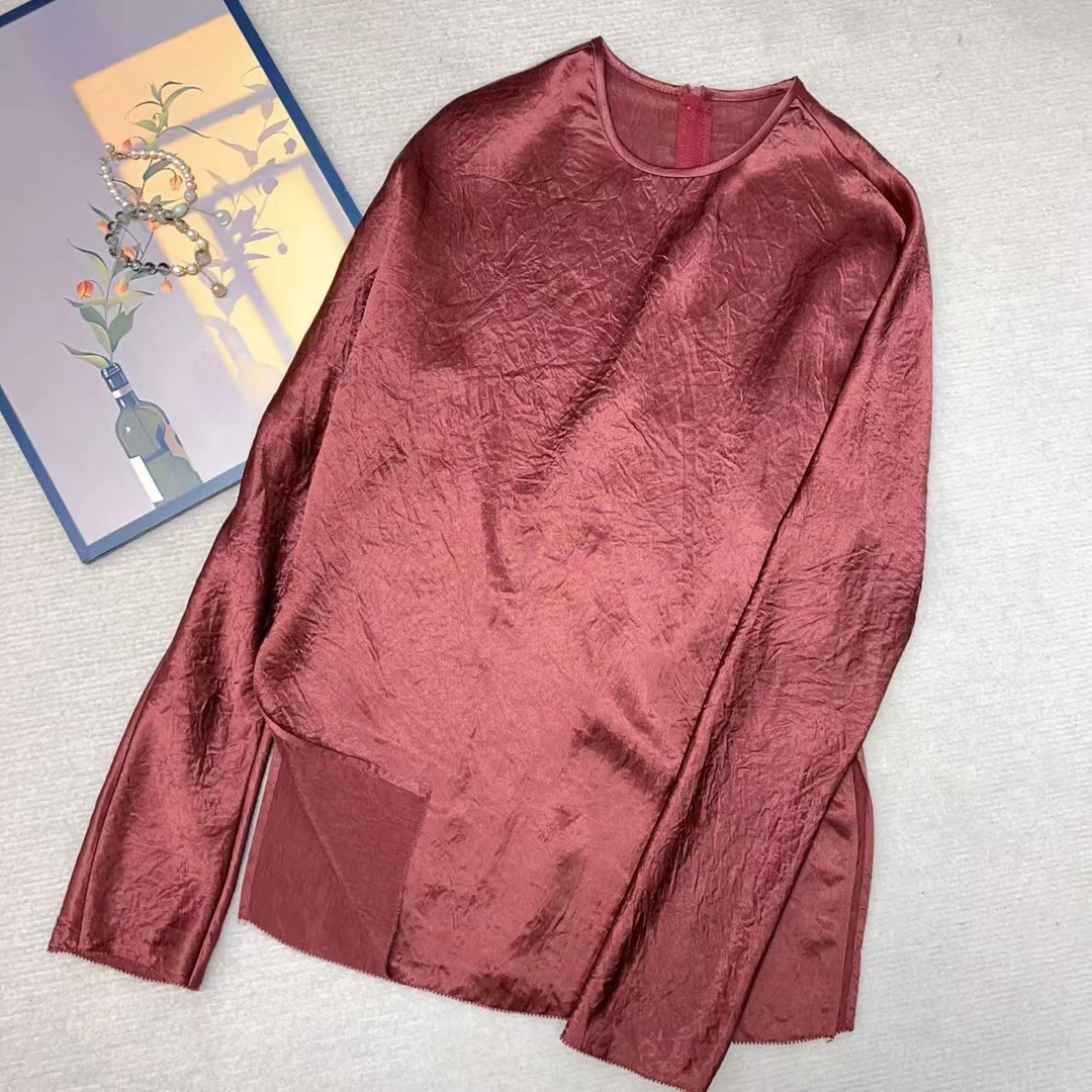 【小黑家】长70高端醋酸丝滑肌理感侧高开车高级百搭衬衫C9