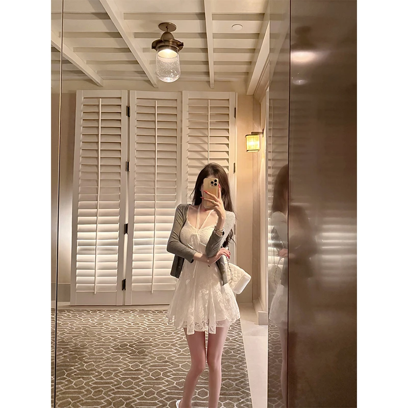 杜总家 恋夏告白*原创纯欲初恋感春夏少女氛围挂脖两件套白连衣裙