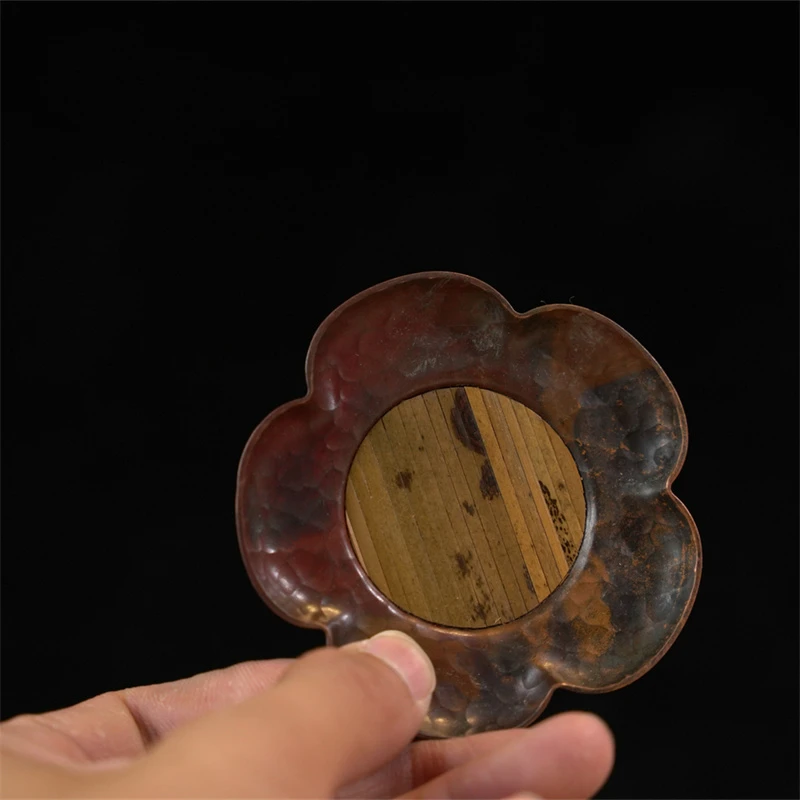 ZT3446[学茶严选]锤纹火烧色杯垫   五瓣梅花