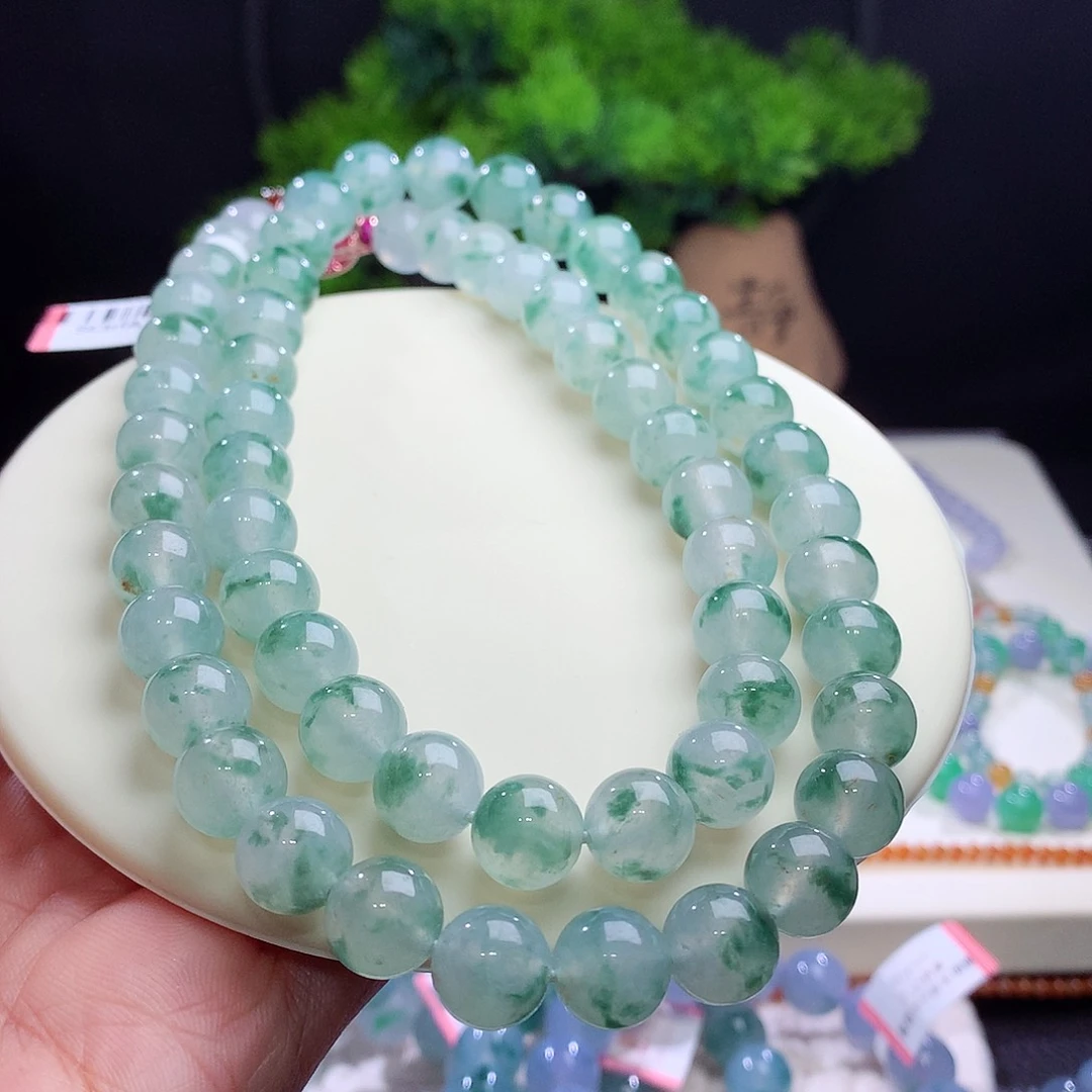 项链未镶嵌翡翠卡10mm冰种飘绿花 绿野仙踪