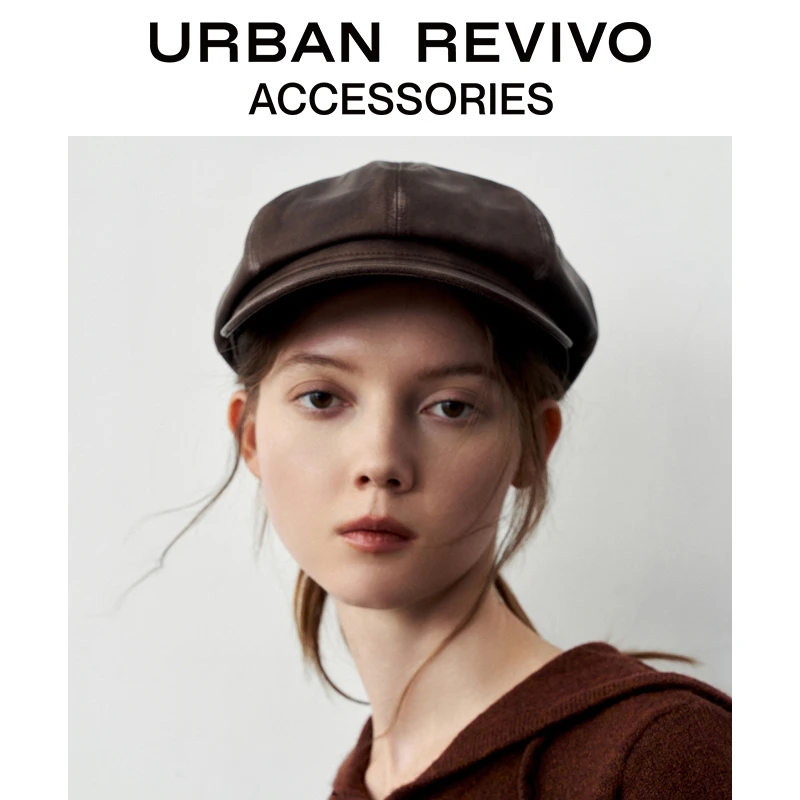 URBAN REVIVO2025春季新款女士复古英伦风八角帽UAYA50062