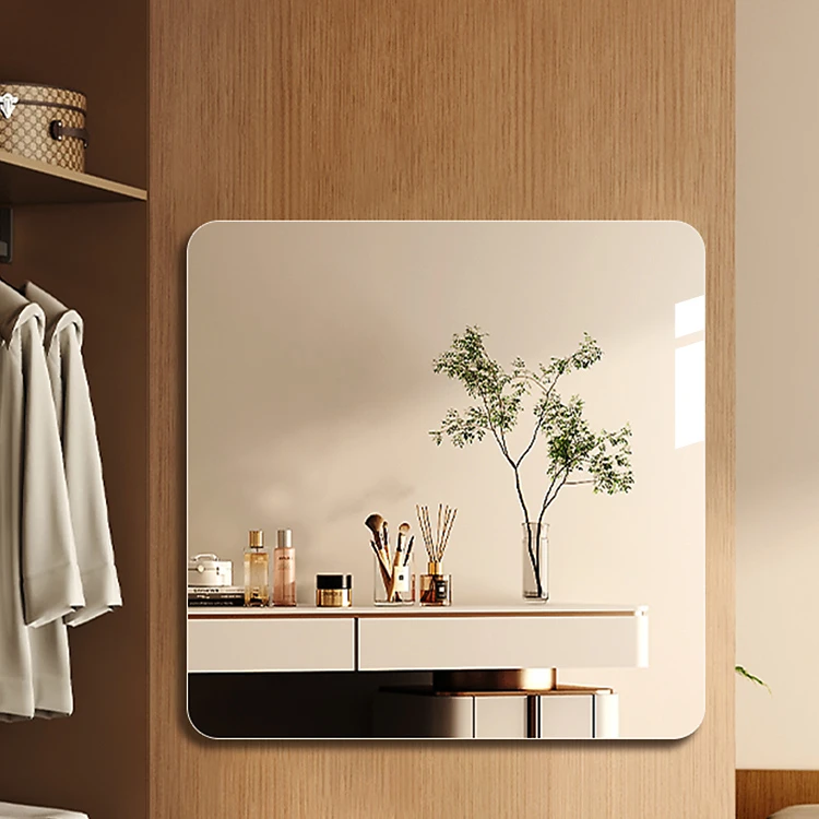 小尺寸衣柜软镜子贴墙自粘半身镜内装隐形门后薄亚克力全身穿衣镜