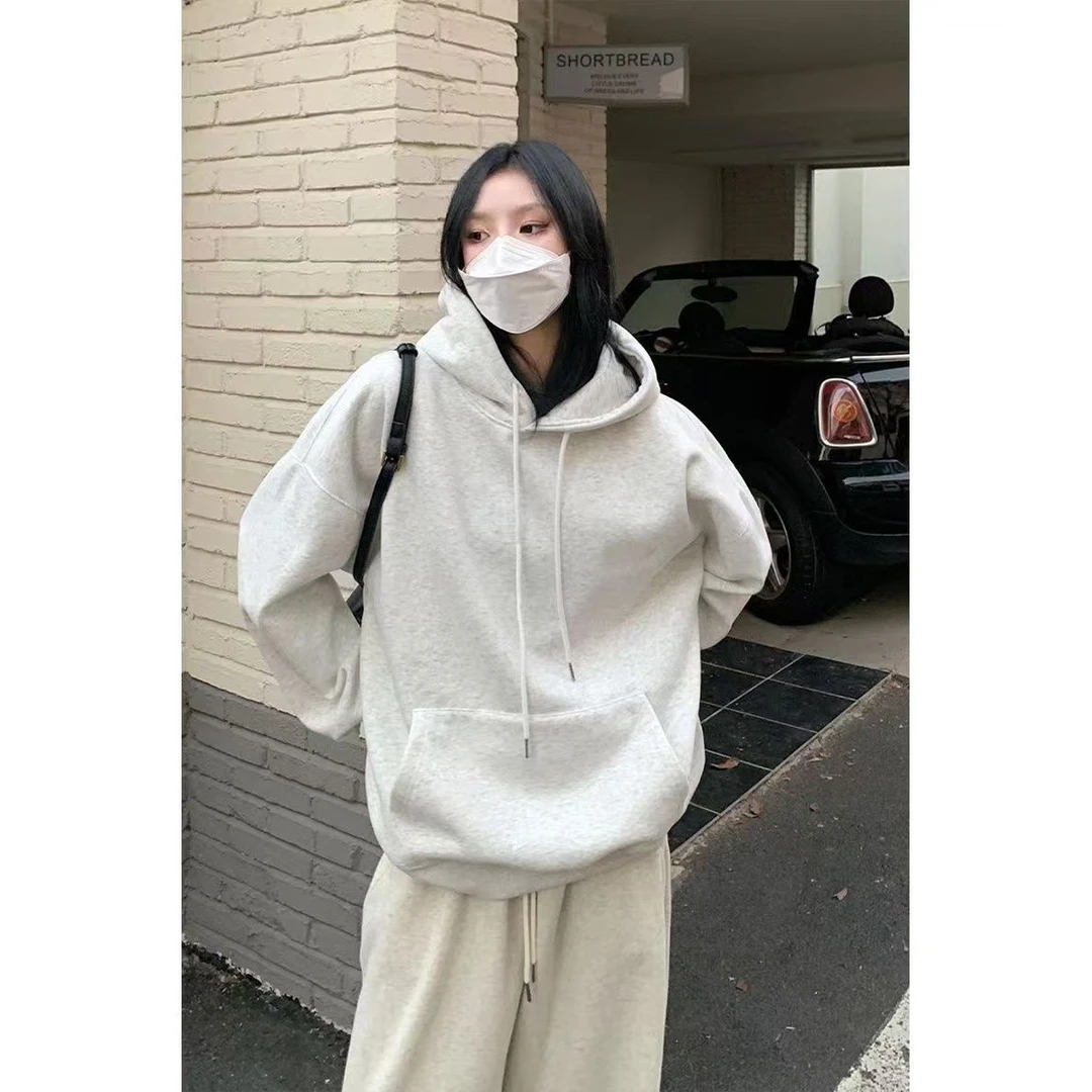 秋季连帽套头款舒纯色秋冬卫衣ins春秋加绒【E区】5526 E37顶E33顶