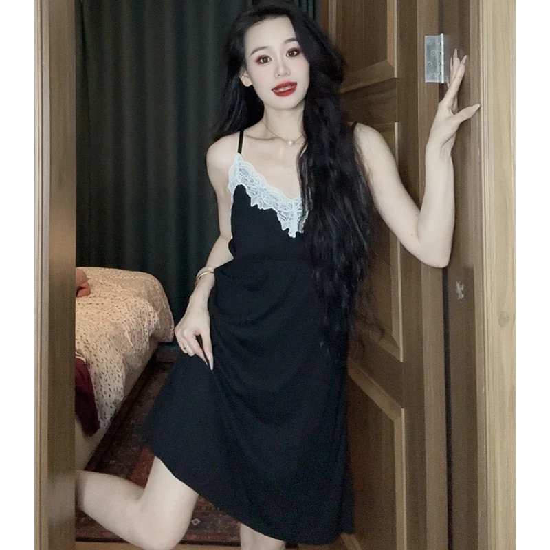 【带胸垫】夏季显瘦睡裙女性感战袍爆款2025纯欲风睡衣女夏天薄款