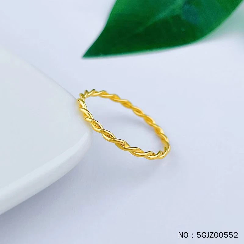 【信为珠宝】5G光面麻花1.5mm金戒指水贝黄金