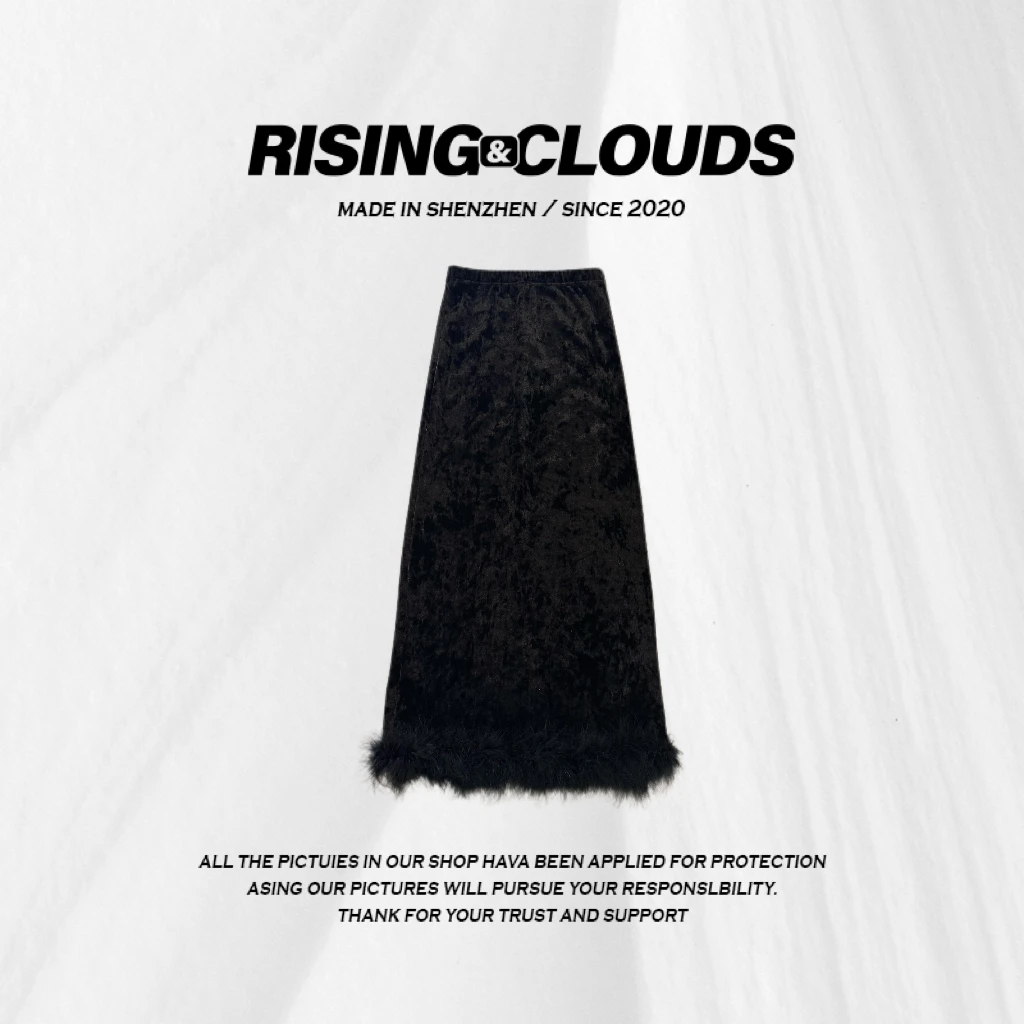 【莎莎】秋冬时尚设计师丝绒半裙120049