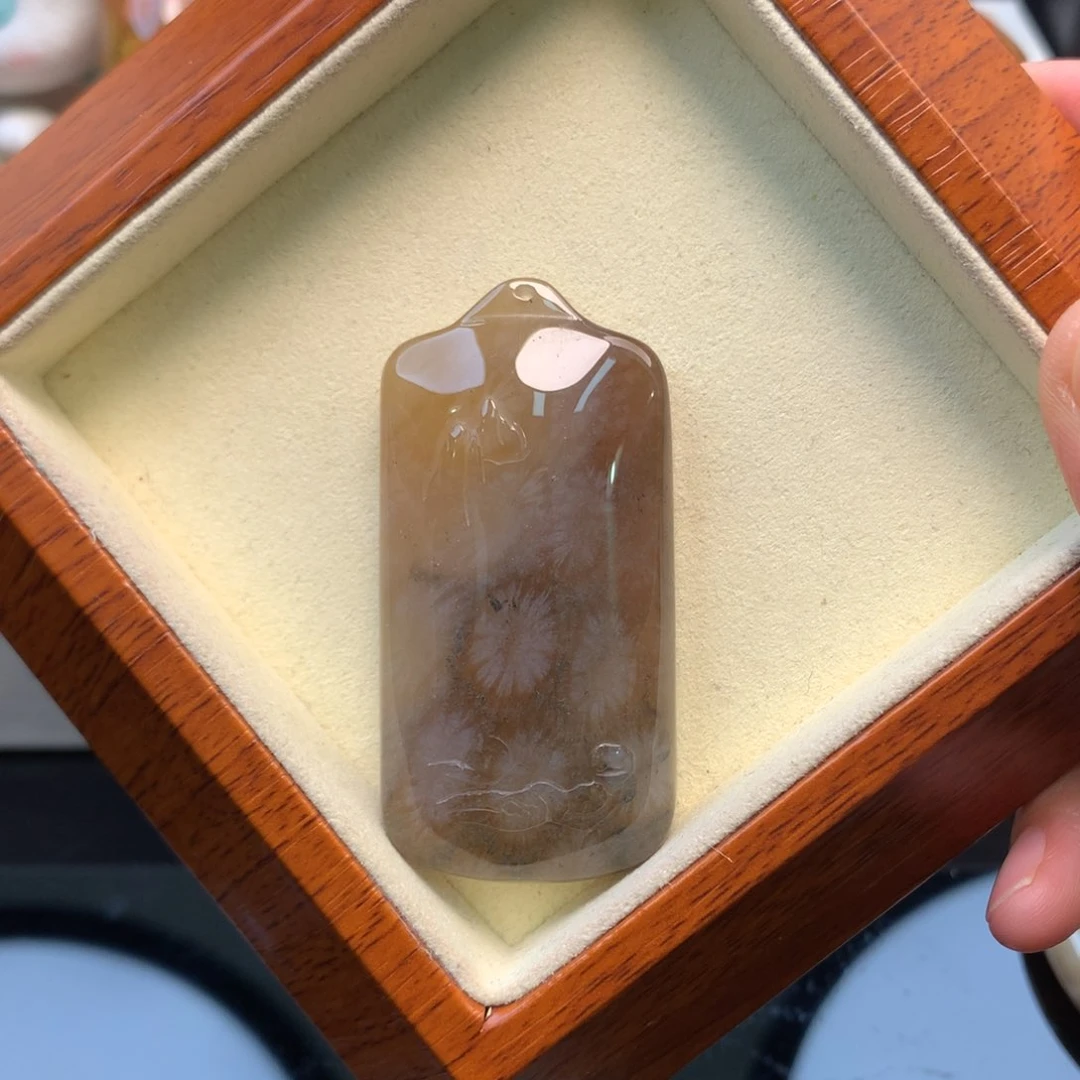 硅化珊瑚（珊瑚玉）颈饰未镶嵌山水牌原800