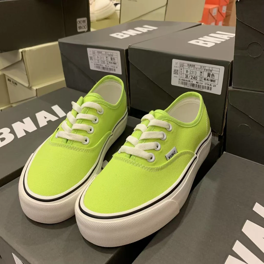 荧光绿低帮系带韩版夏季女款帆布鞋女款夏季欧若假日风1008