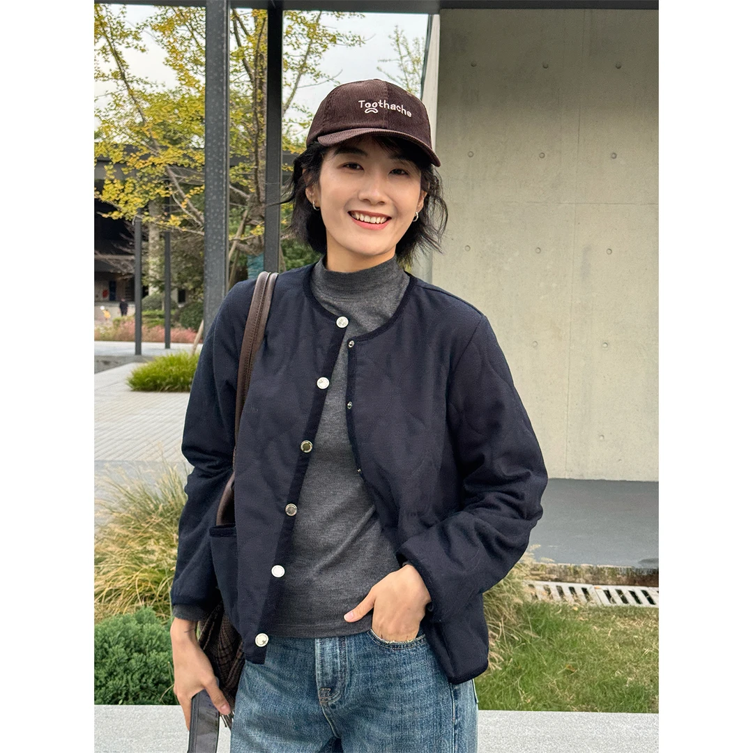 LANGQING 日系复古暗彩纱羊毛混纺棉服外套46725#