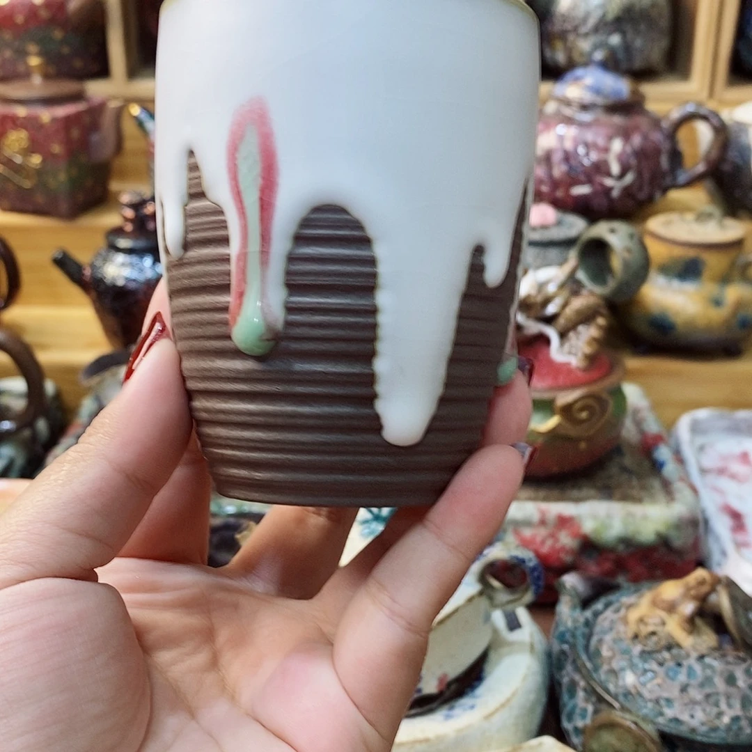 志野柴烧古喜茶器