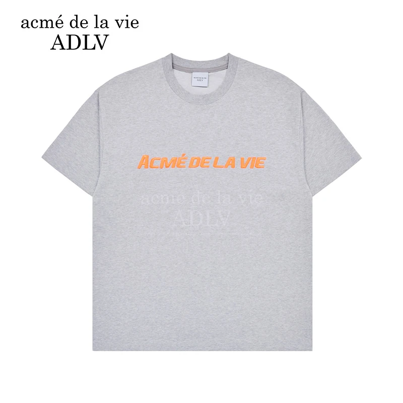 adlv短袖男女士同款春夏季新款纯棉T恤运动刺绣LOGO打底情侣装