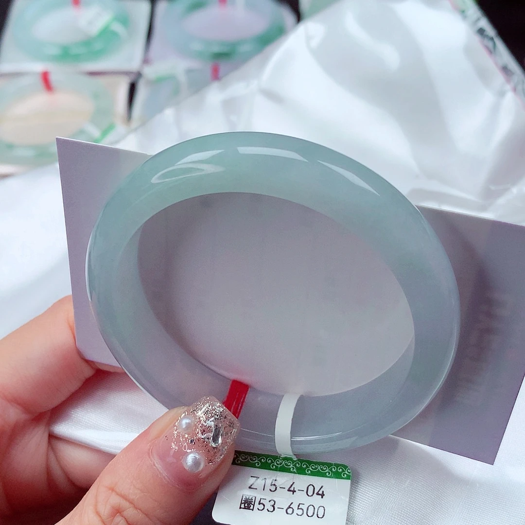 翡翠未镶嵌手镯正圈胶润细腻冰晴水5号