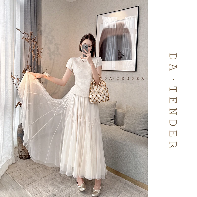 DA【清-夏款】鸢尾大摆裙-DH522