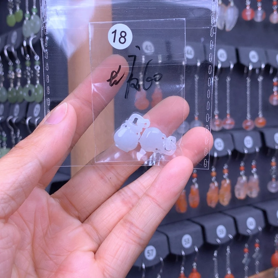 翡翠耳饰银S925镶嵌随**安