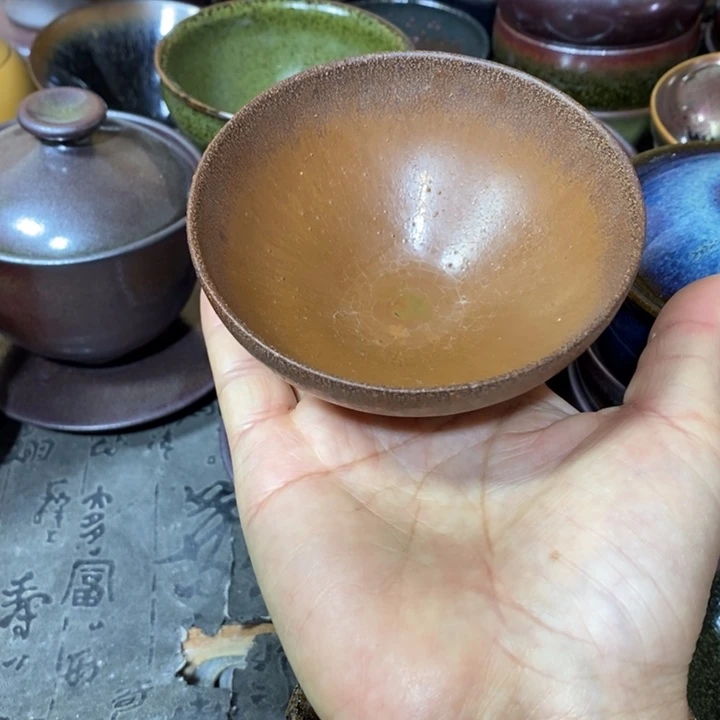 3***空茶盏建阳建盏柴烧平口