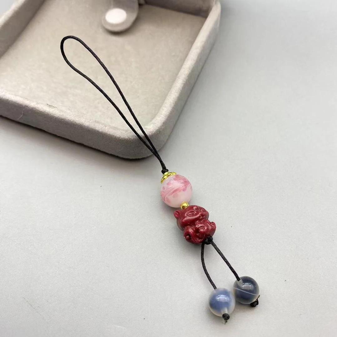 含辰砂工艺品GA474-紫色雕刻九尾狐挂件