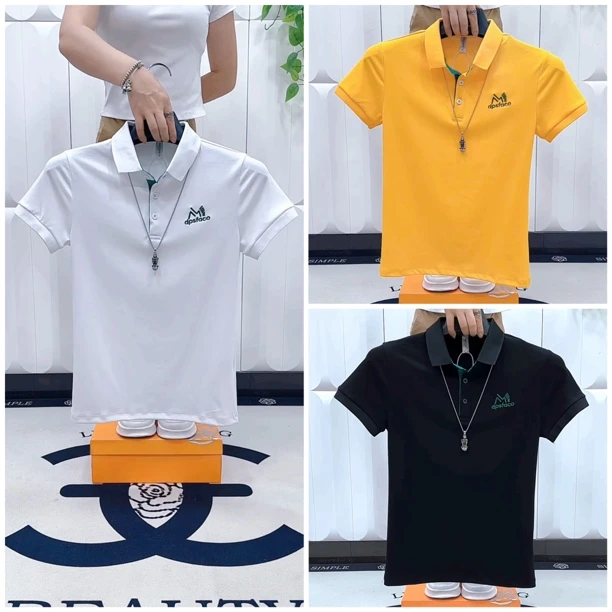 夏季潮流新款商务男士修身翻领短袖T袖休闲百搭短袖上衣