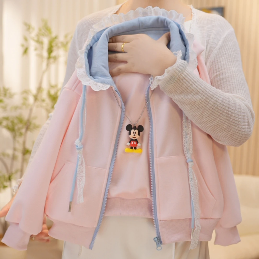 3045女童加绒外套2025春秋新款外套针织上衣卫衣休闲时尚印花外套