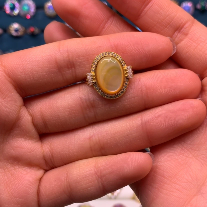 【闪购商品】欧泊戒指款式银S925镀金镶嵌K*T