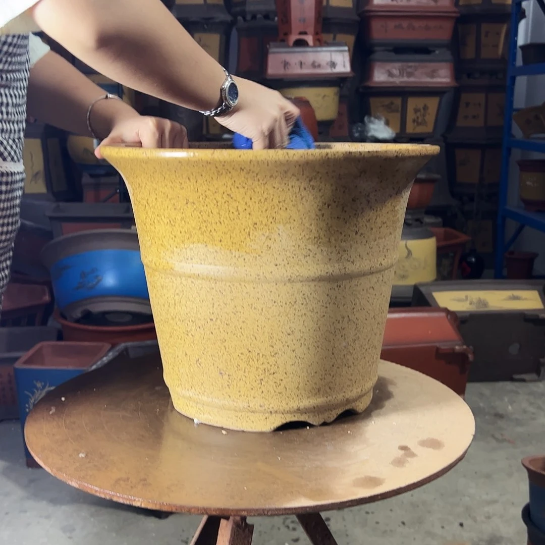 宜兴紫砂花盆还原烧高栏大