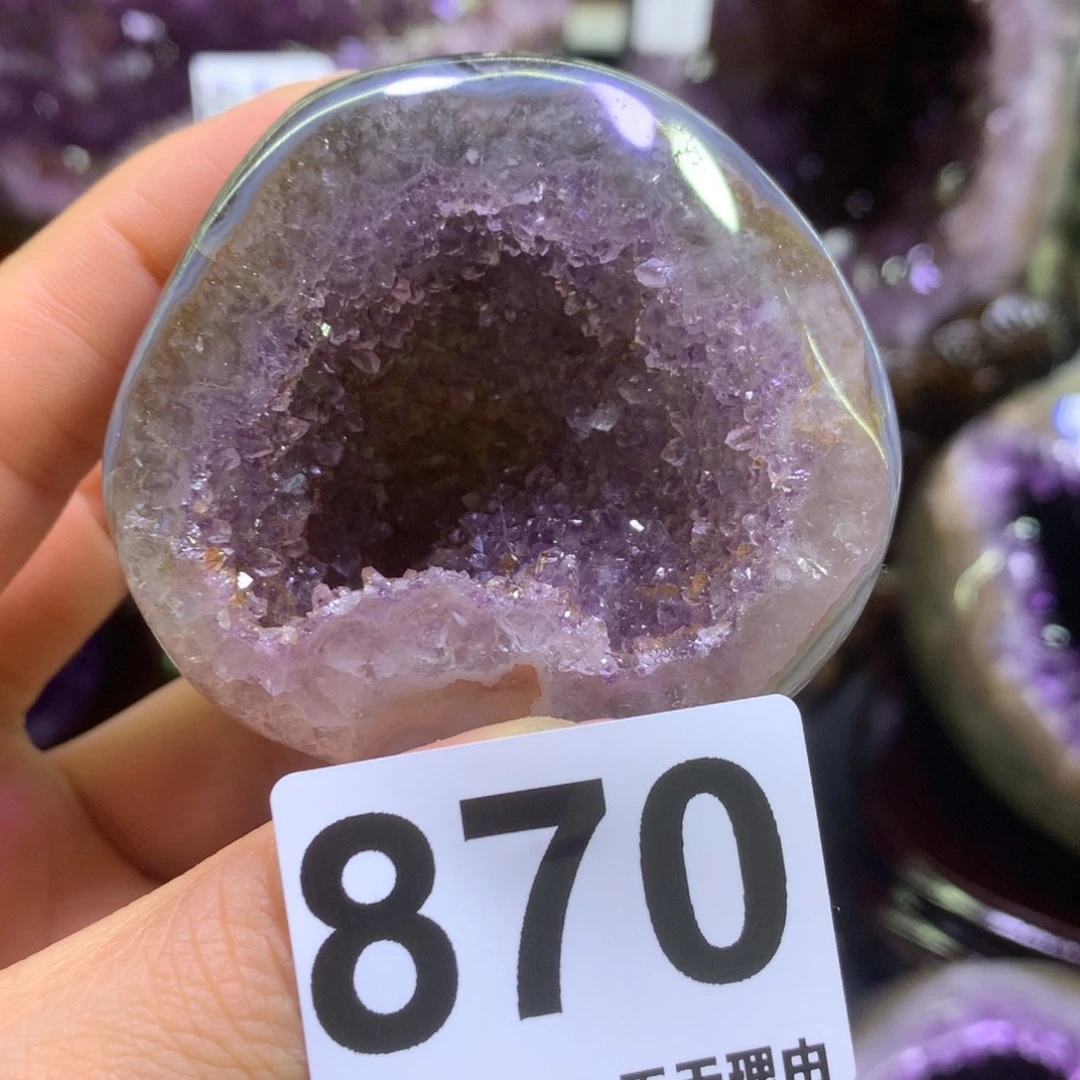 紫晶摆件未镶嵌抛皮袋子