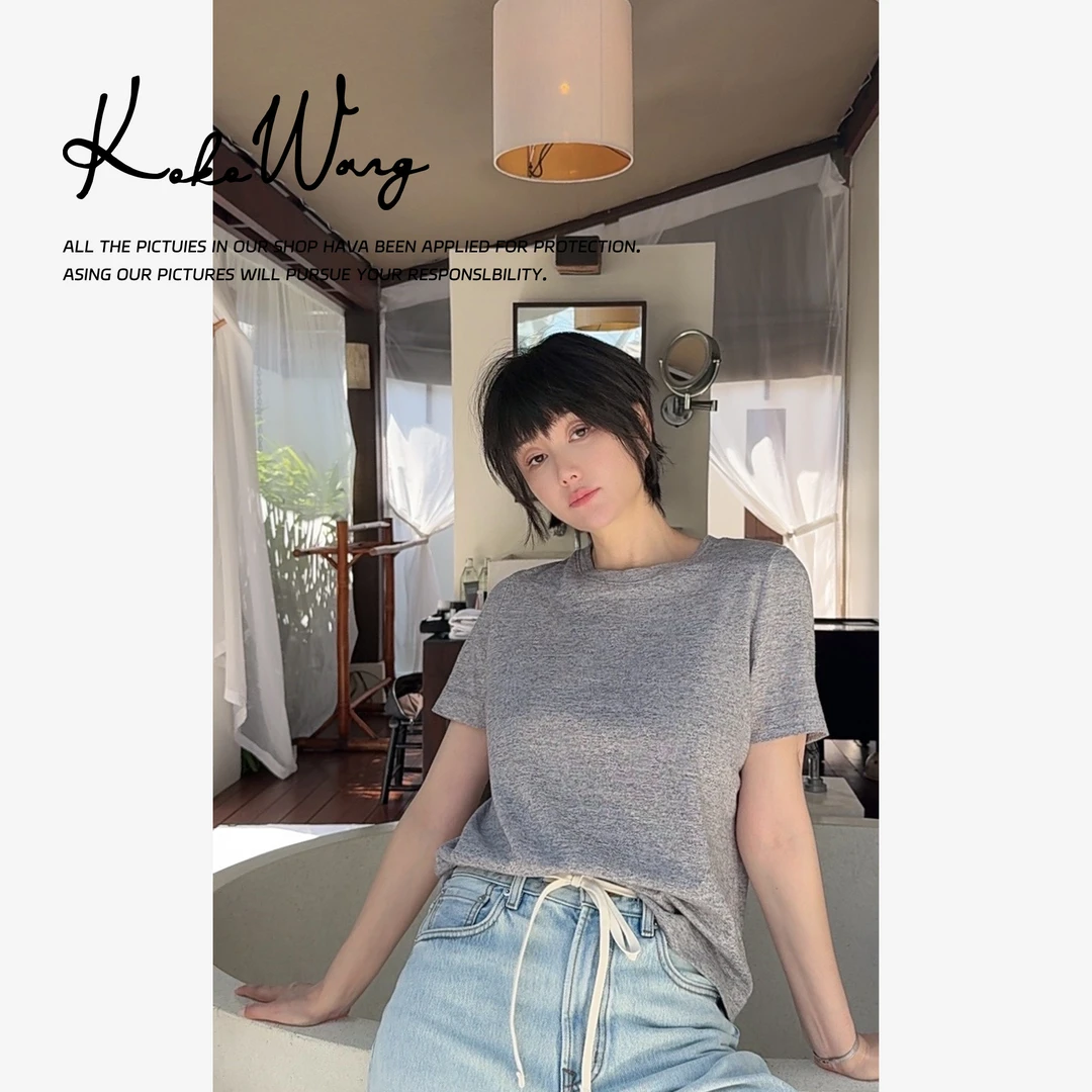 KOKOWANG  简约净版后中线圆领显瘦百搭短袖T恤541264L20T42