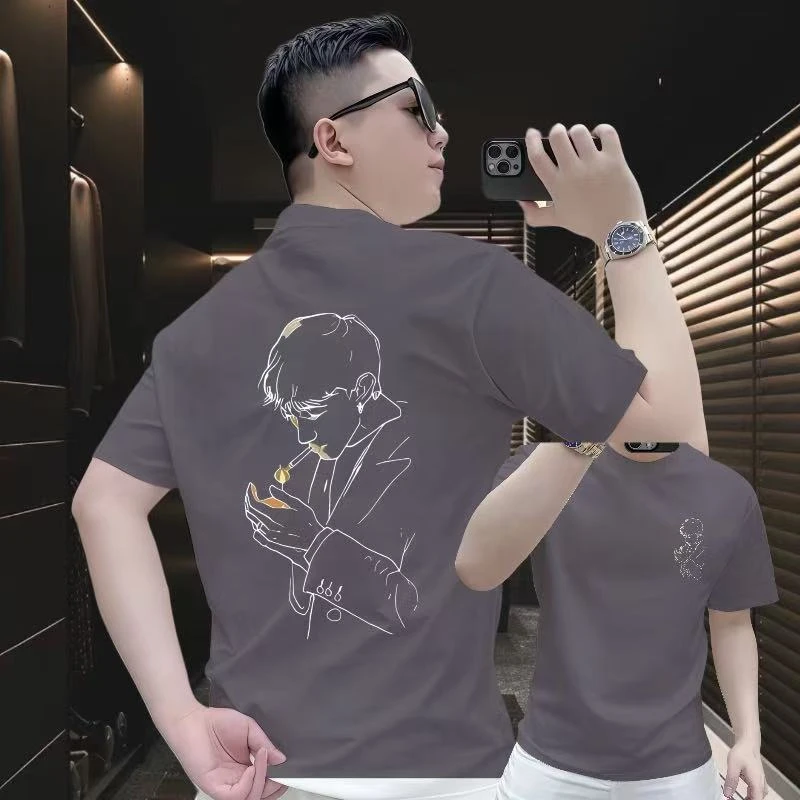 点火男孩 2025新款重磅轻奢内搭T恤百搭短袖印花圆领宽松半袖潮款
