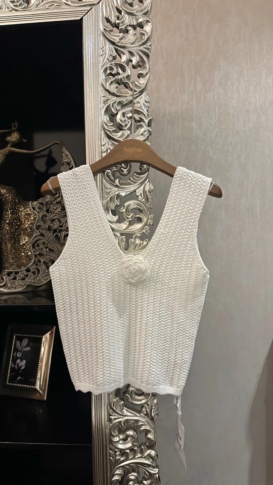 无袖套头薄款手工钩花毛针织衫小众设计感夏季背心上衣