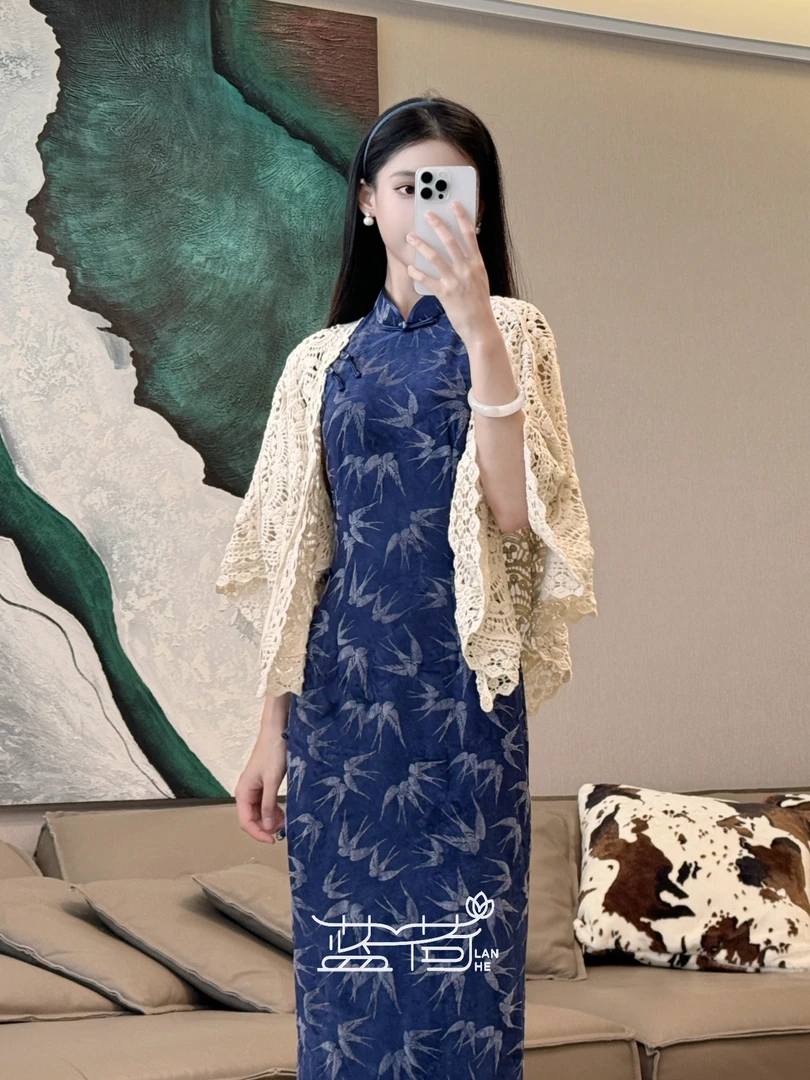 蓝荷 蕾丝钩花披肩精致优雅氛围感百搭复古日常米色新中式外搭