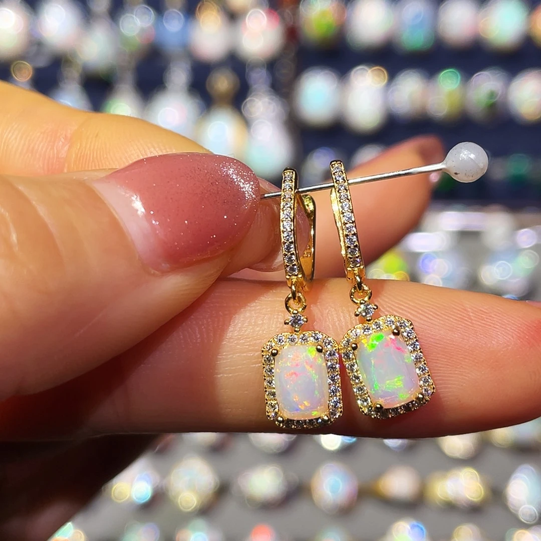 欧泊银S925镶嵌耳饰