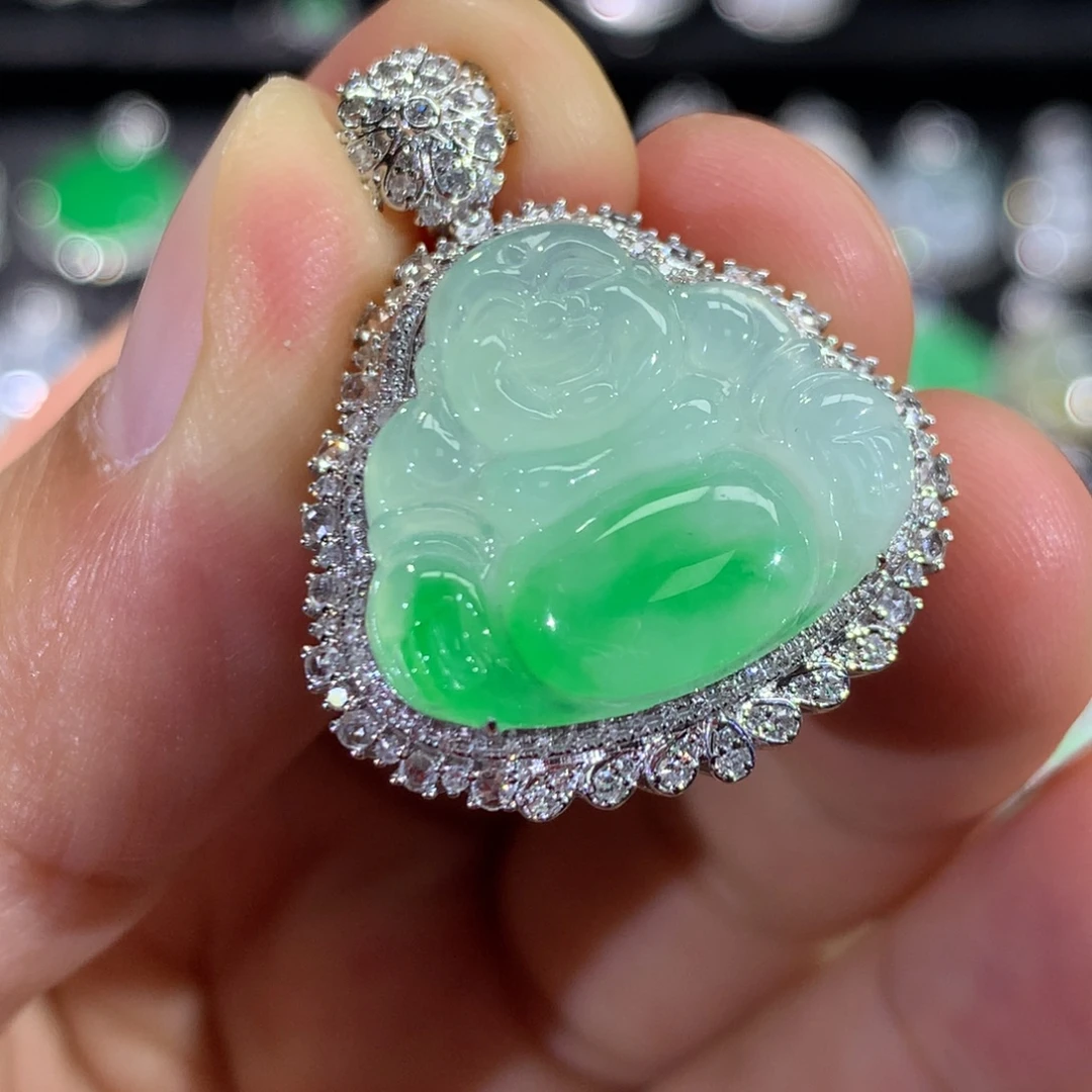 翡翠18K金镶嵌吊坠(不含链)签收后48小时鉴赏期