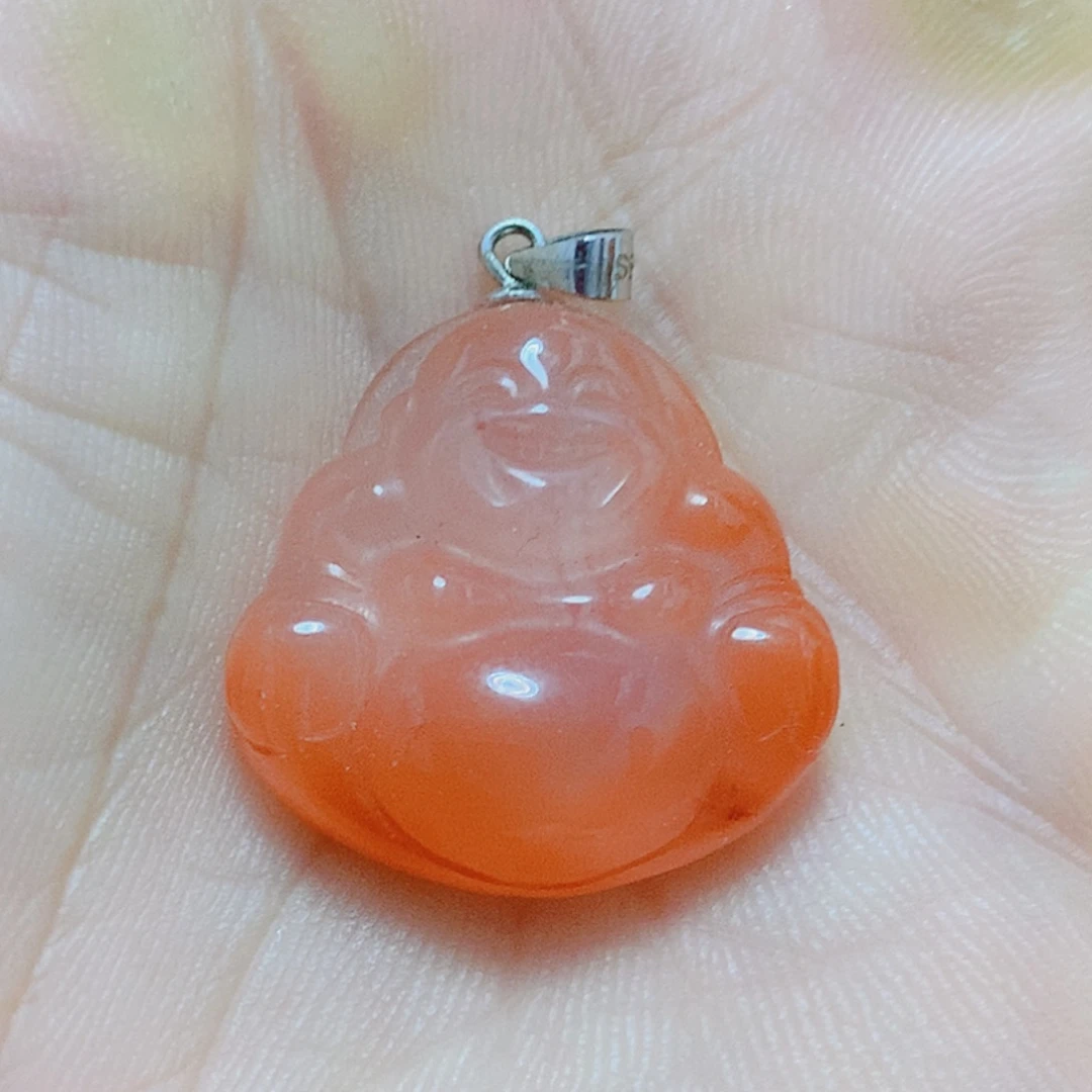 南红玛瑙银S925镶嵌吊坠(不含链)