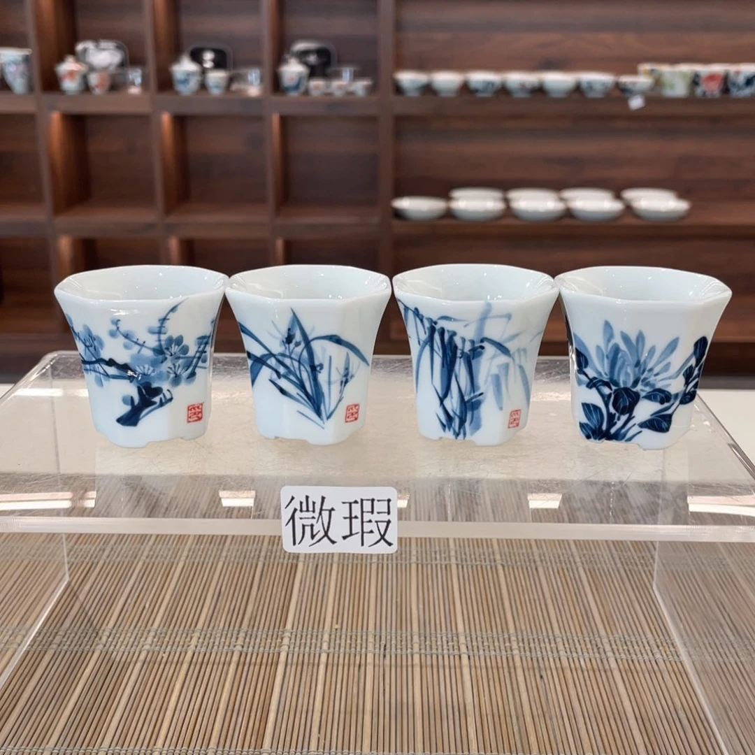 釉下手绘茶具微瑕