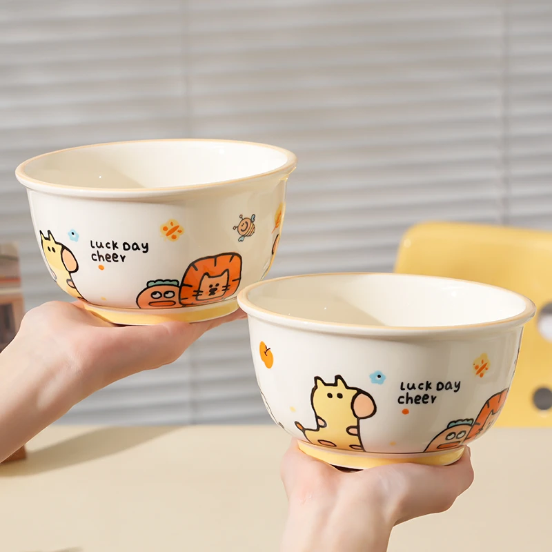 【6寸面碗/2个装】 动物王国釉下彩卡通陶瓷碗米饭碗家用面碗防烫碗