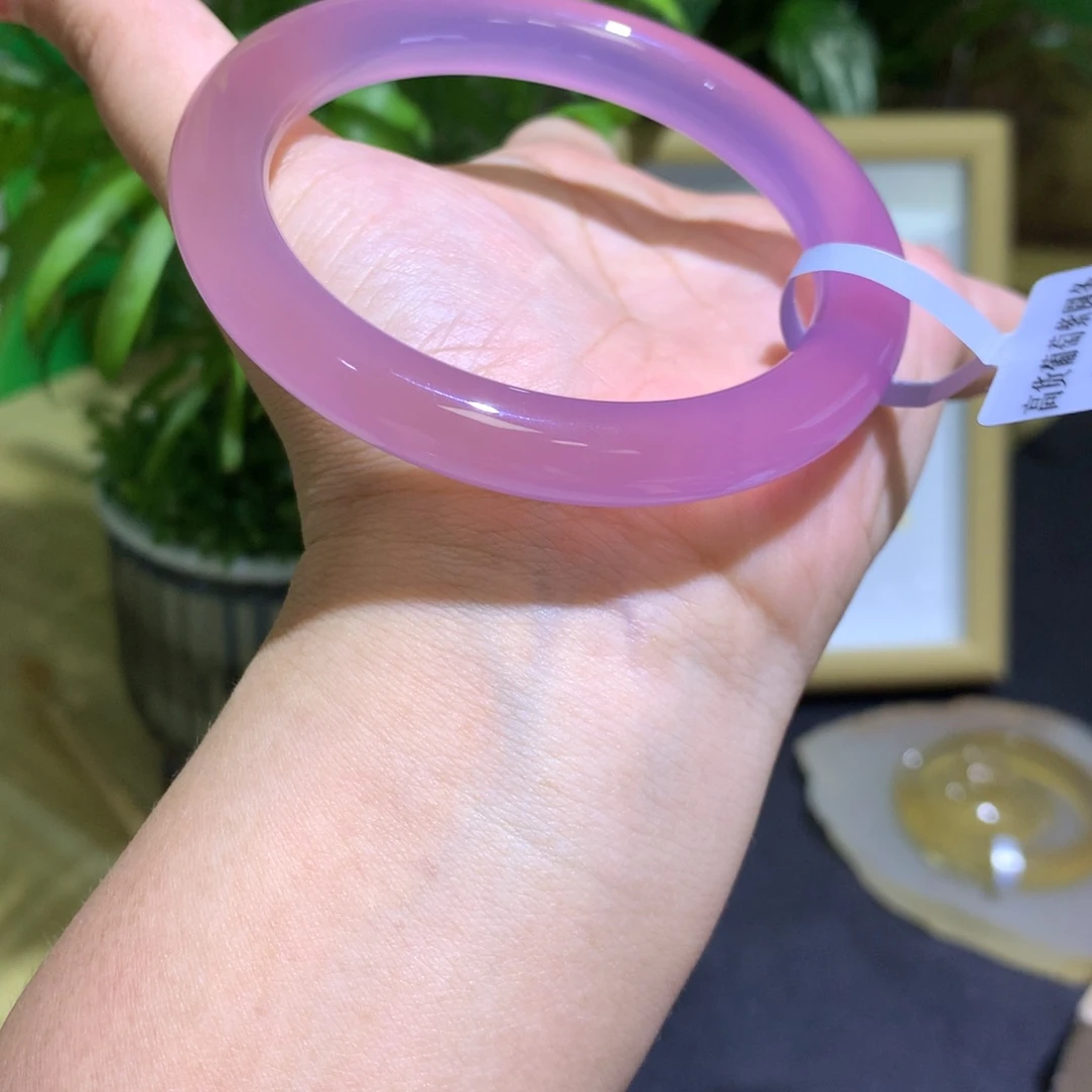 手镯玛瑙/玉髓未镶嵌葡萄紫圆条