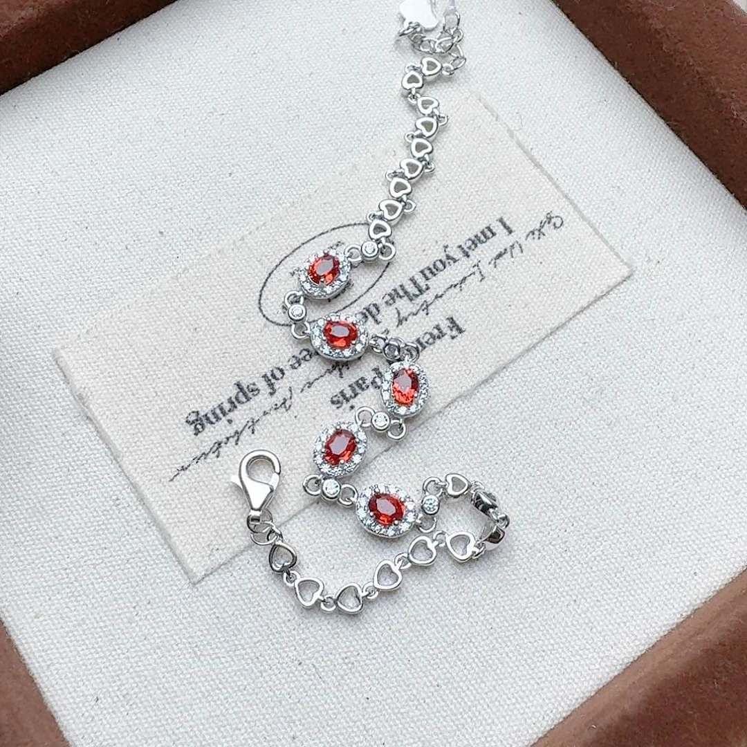 蓝宝石手链银S925镶嵌手链