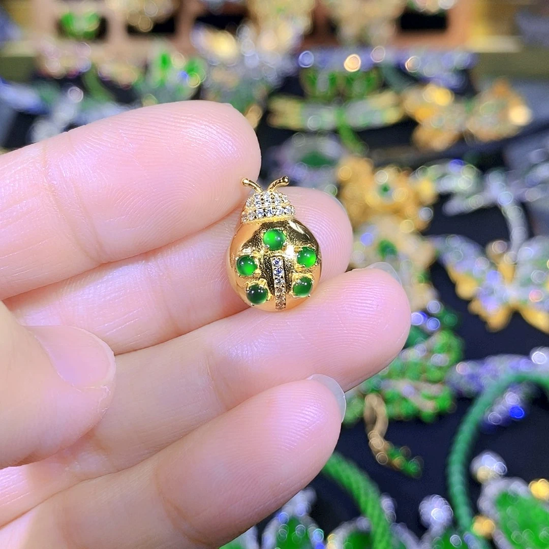 吊坠(不含链)银S925镶嵌翡翠