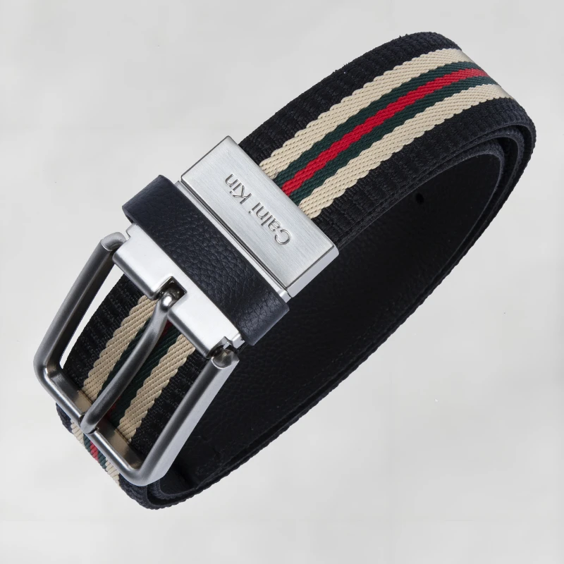 CALNIKIN汤米皮带男真皮帆布腰带牛皮名牌裤带奢侈品休闲年轻人潮