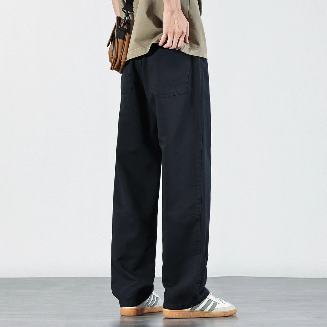 2025夏季简约莱赛尔天丝休闲裤男复古潮流运动薄款宽松直筒长裤子