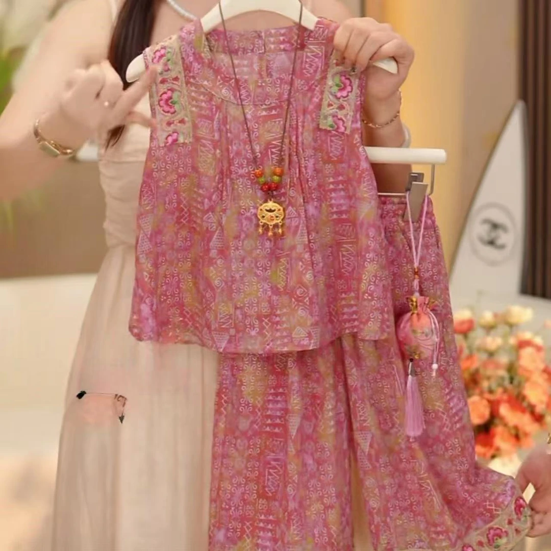 新中式女童夏装套装波西米亚度假风两件套小女孩夏天超好看衣服潮